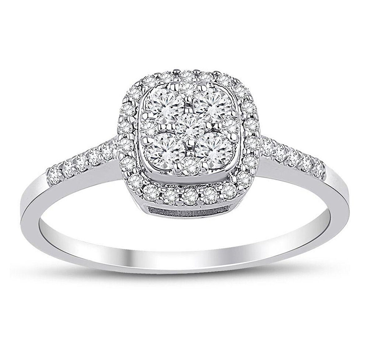 Beyaz Altın Coronet Taşlı Baget Yüzük 34286