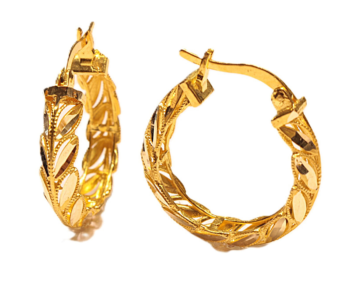  14 Ayar Altın Pullu Model Halka Küpe