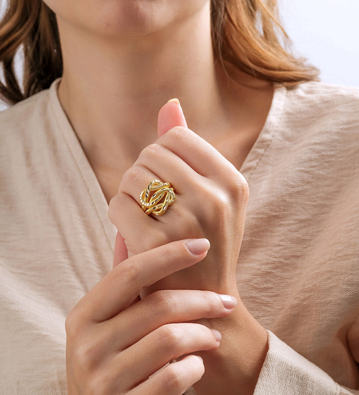 14 Ayar Altın Aşk Düğümü Ajda Model Yüzük