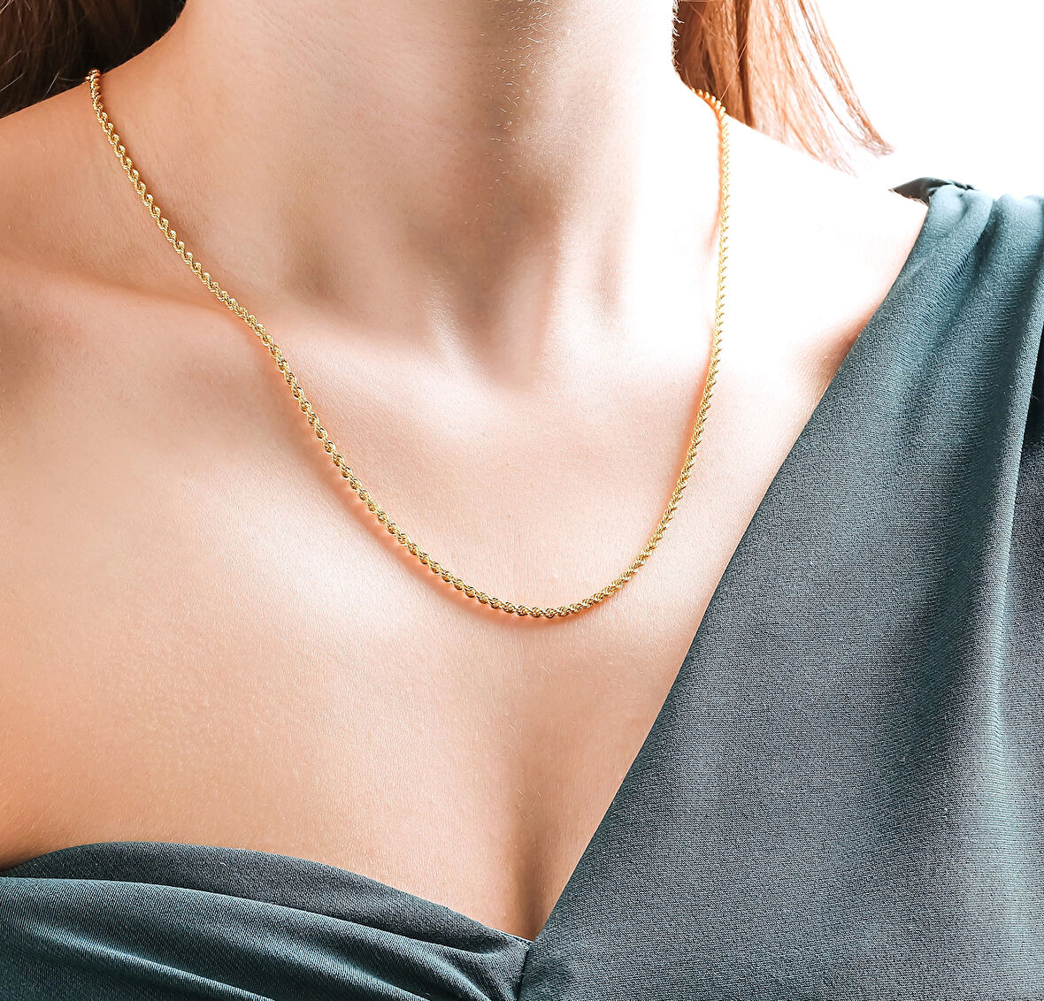  14 Ayar Altın Halat-Burgu Model Zincir