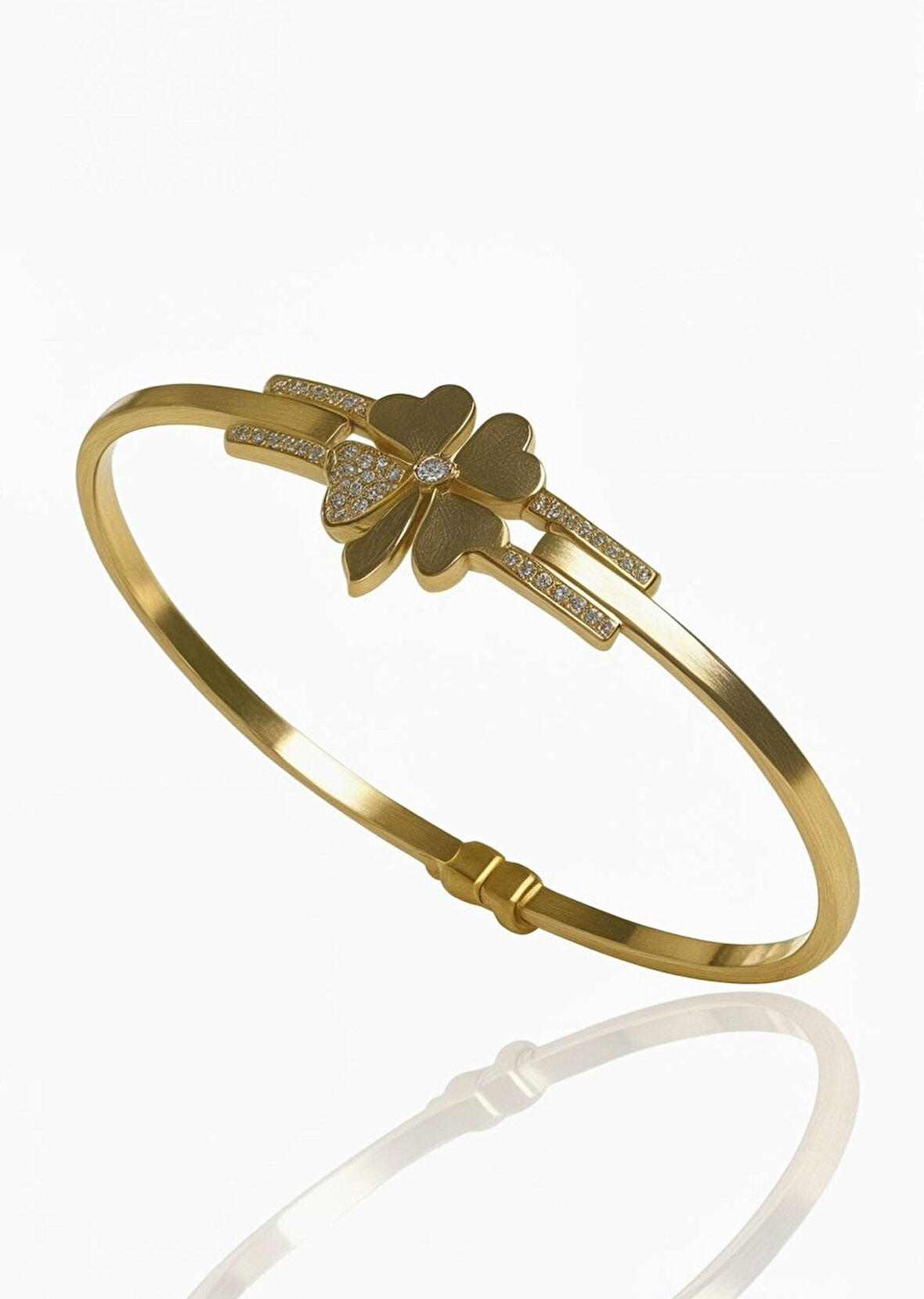 Altın Yonca Model Kelepçe Bilezik