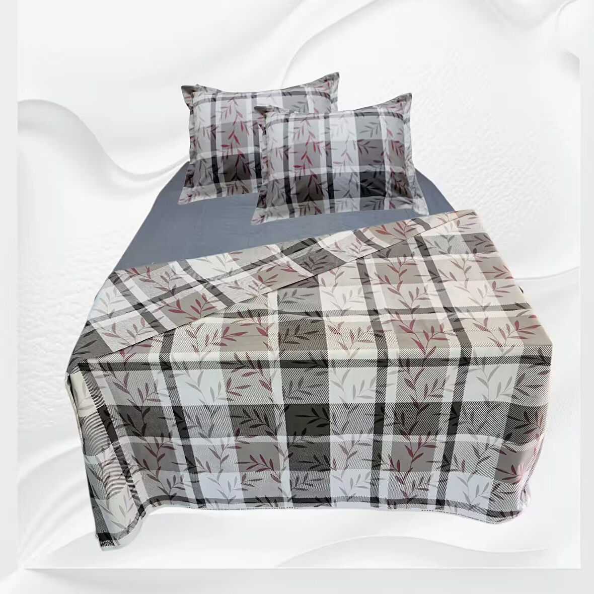 Çift kişilik %100 pamuklu(nevresim 200x225)Lastikli Çarşaf 180x200x30(fermuarlı yastık kılıfı 50x70)