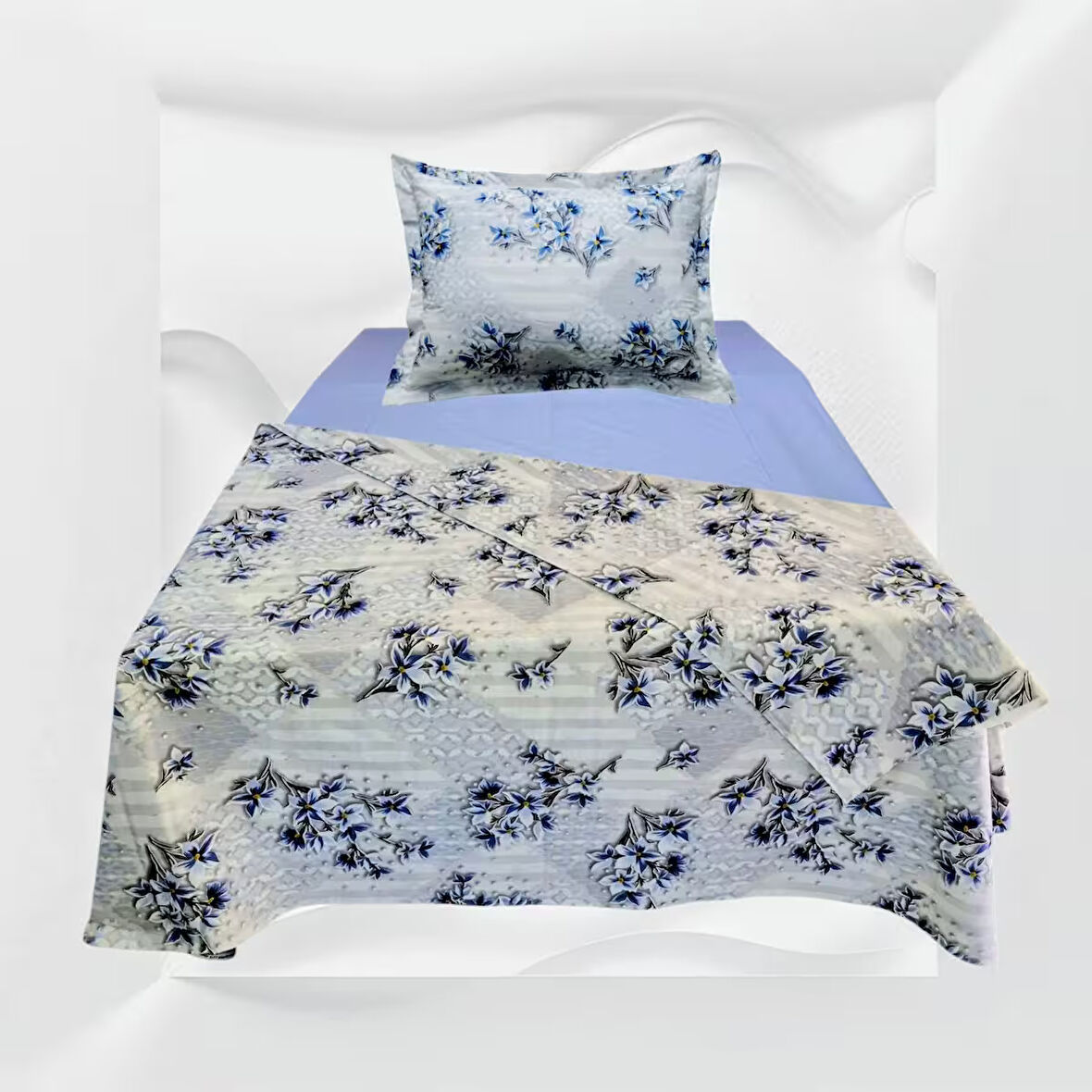 Tek kişilik %100 pamuklu (Nevresim 160X225)Lastikli Çarşaf 100X200X30 (fermuarlı yastık kılıfı 50x70 