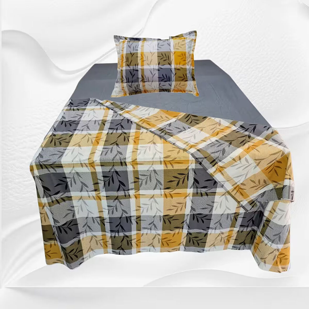 Tek kişilik %100 pamuklu (Nevresim 160X225)Lastikli Çarşaf 100X200X30 (fermuarlı yastık kılıfı 50x70 