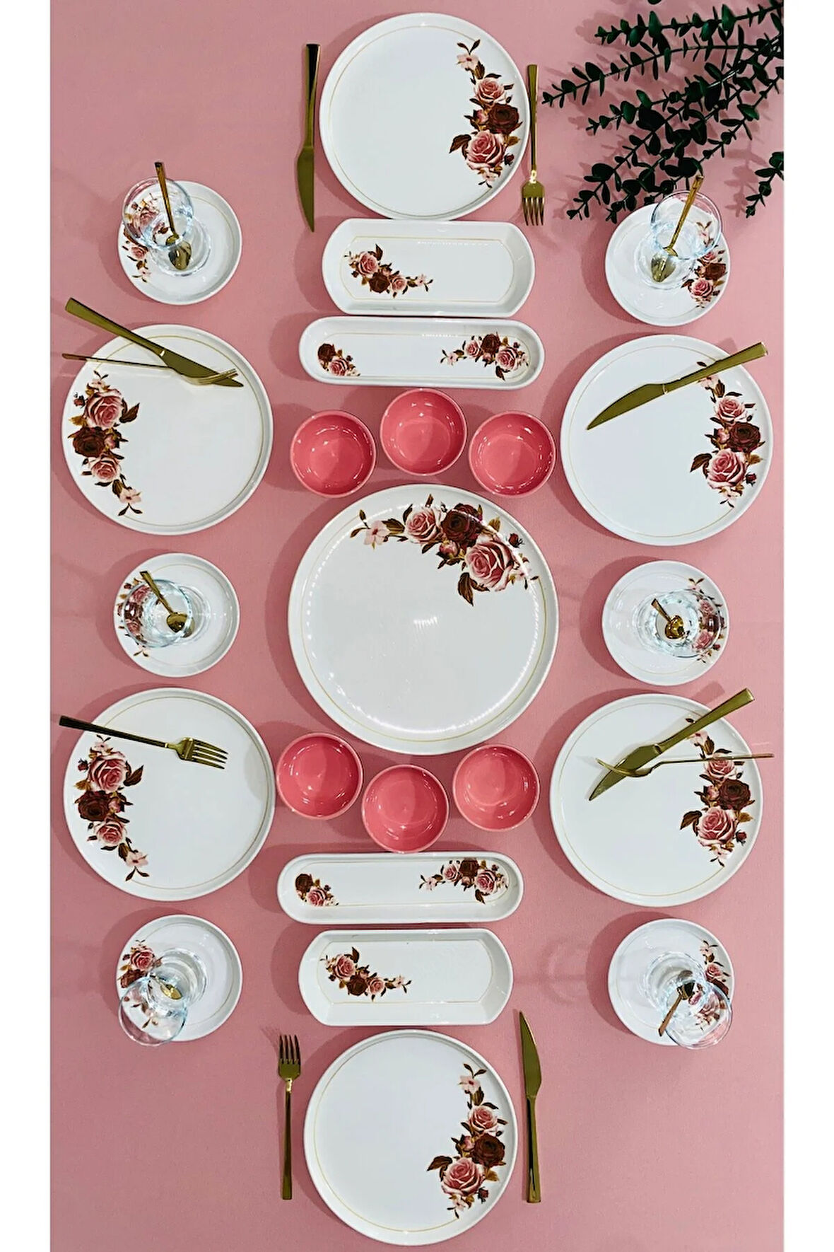 Pink Rose Model 6 Kişilik 23 Parça Kahvaltı Takımı