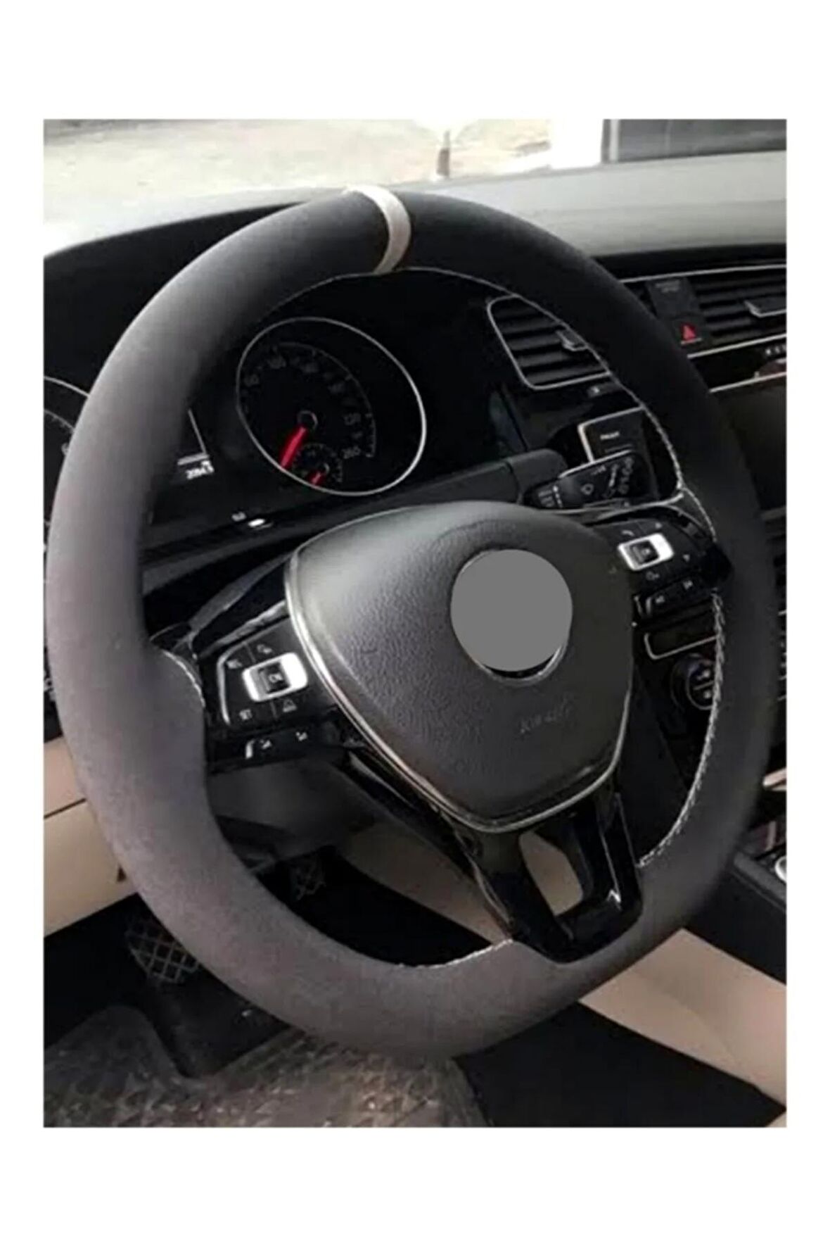Vw Passat Uyumlu Dikmeli Direksiyon Kılıfı Alkantara Gri Yüzüklü A Plus