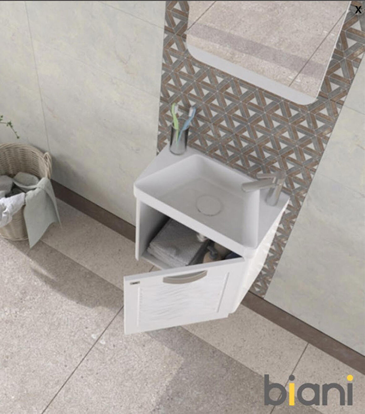 Biani Gürsu 50 Cm Beyaz Banyo Dolap Takım