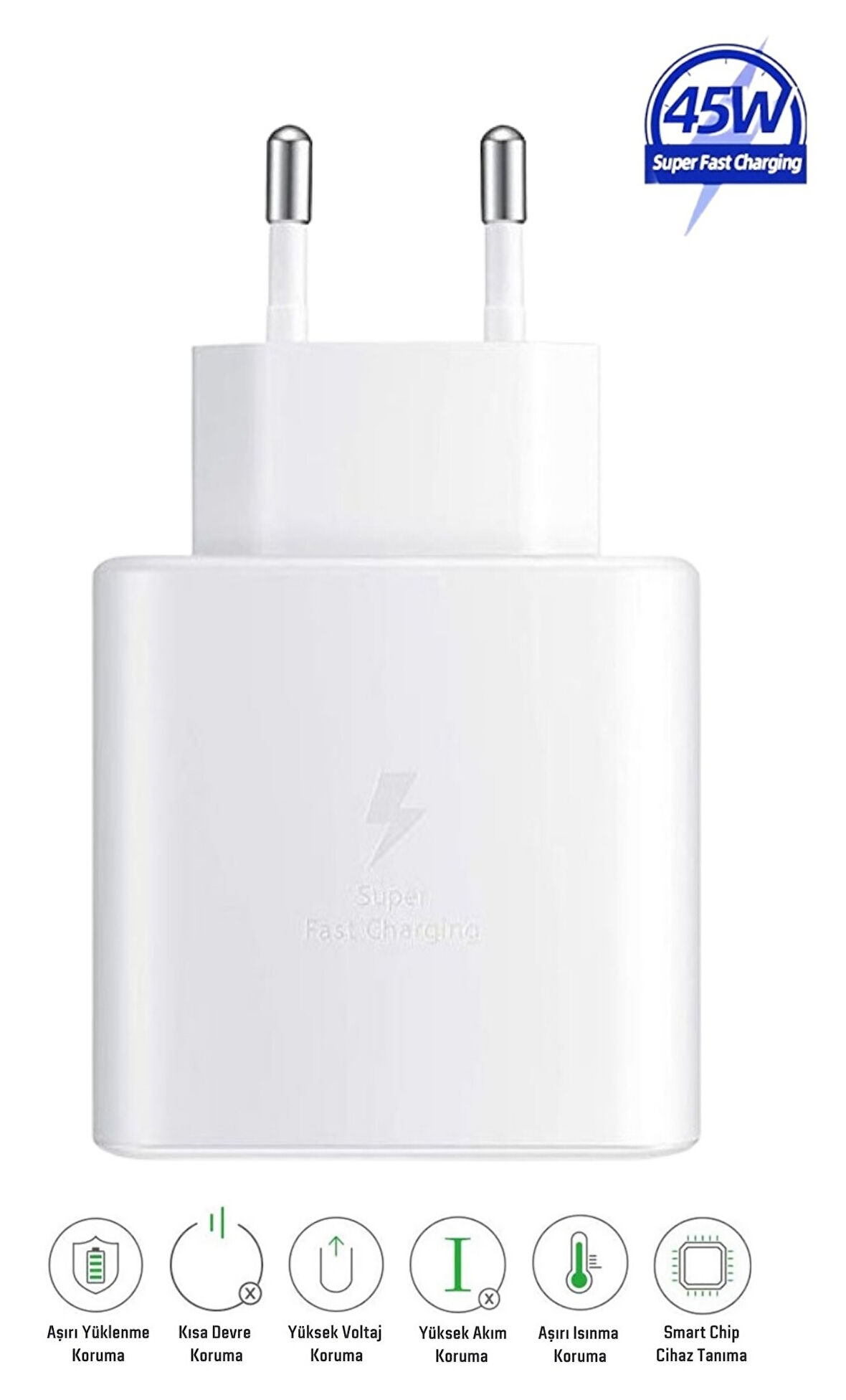 Samsung Galaxy A26 Uyumlu 45W Type-C to Type-C Super Hızlı Şarj Cihazı / Şarj Aleti Adaptör - İthalatçı Garantili