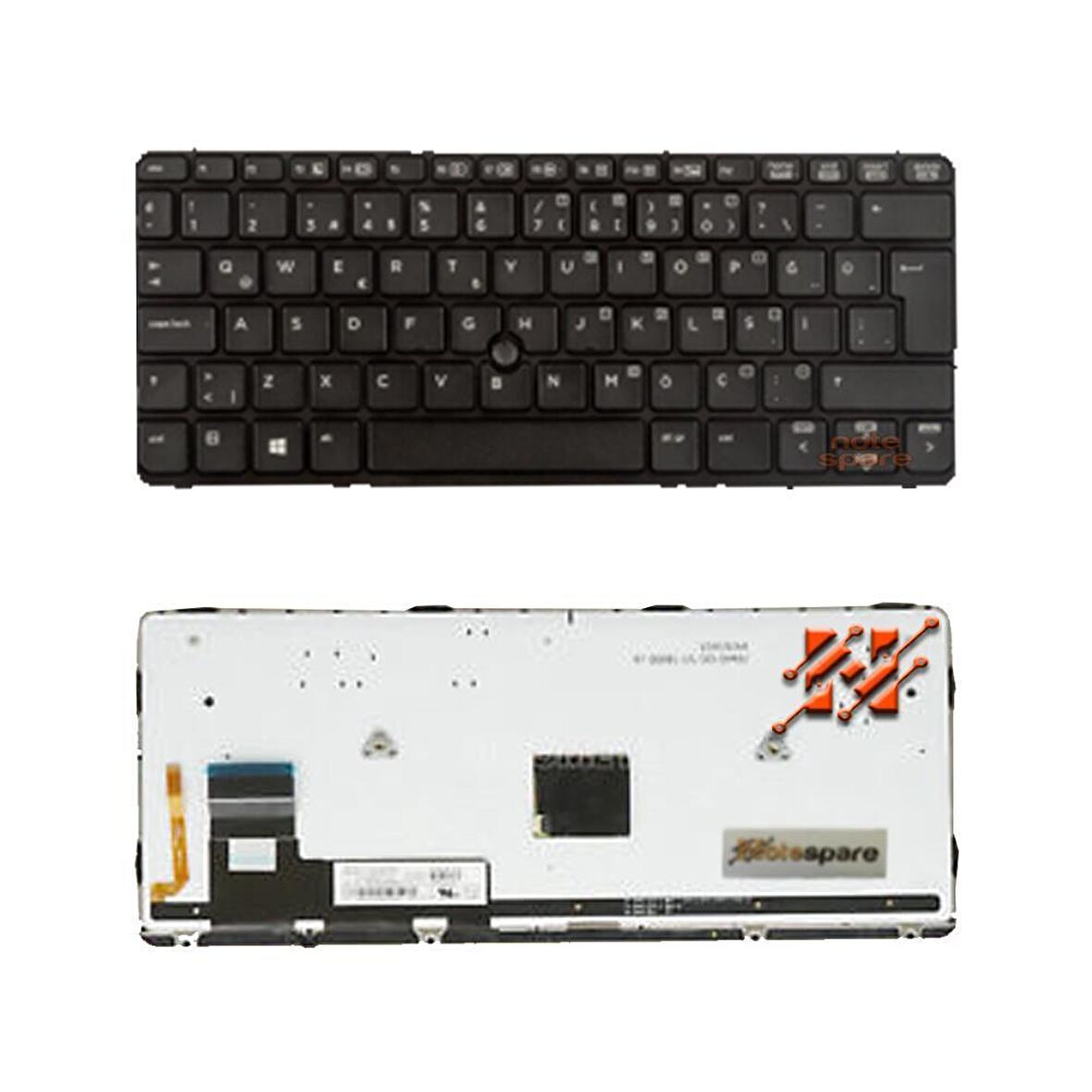 Hp EliteBook 710 G1, 720 G1 Uyumlu Işıklı Klavye Siyah TR
