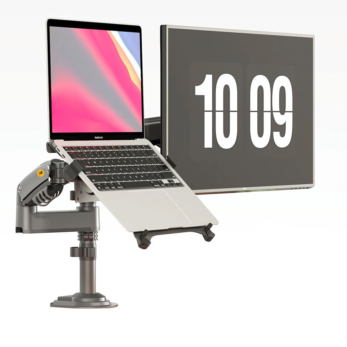 Nb H180-FP2 Amortisörlü 17-27 " Monitör Tutucu Ve 10-17"laptop Standı