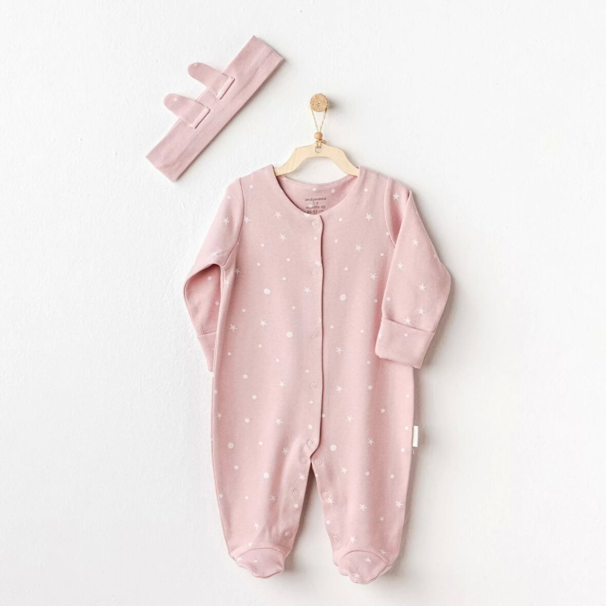 Puppy Gazelle Bebe Tulum Takım Ekru Pembe