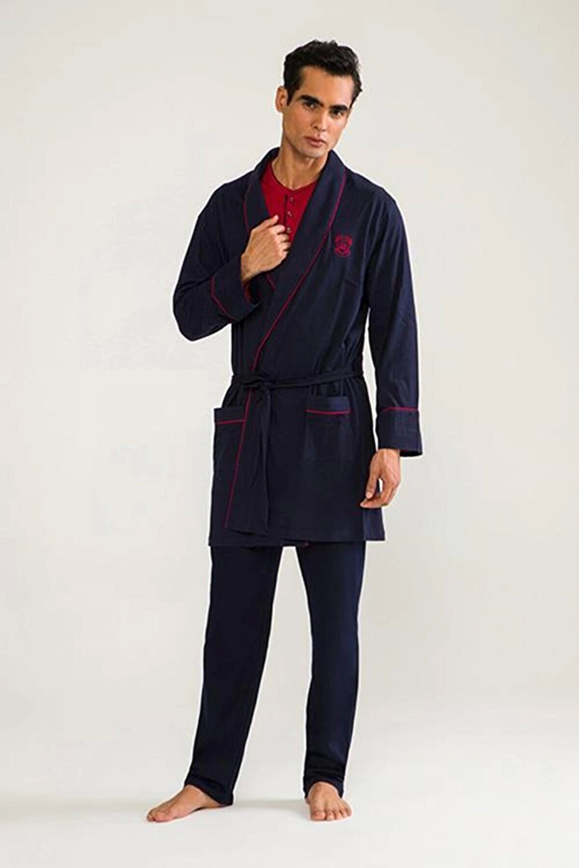 D's Damat 03000 5'li Robdöşambr Erkek Damat Pijama Seti