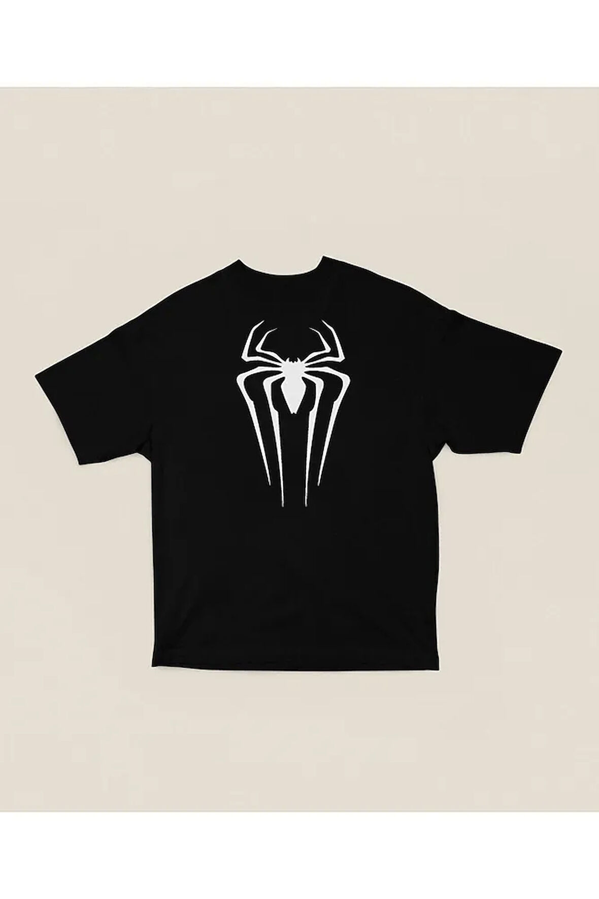 Spider-Man Logo Baskılı Unisex Tişört, Oversize Marvel Örümcek Adam Tişört