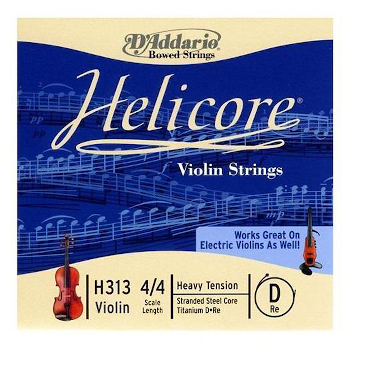 DADDARIO H313H KEMAN TEK TEL, HELICORE, 4/4, D-(RE), HEAVY