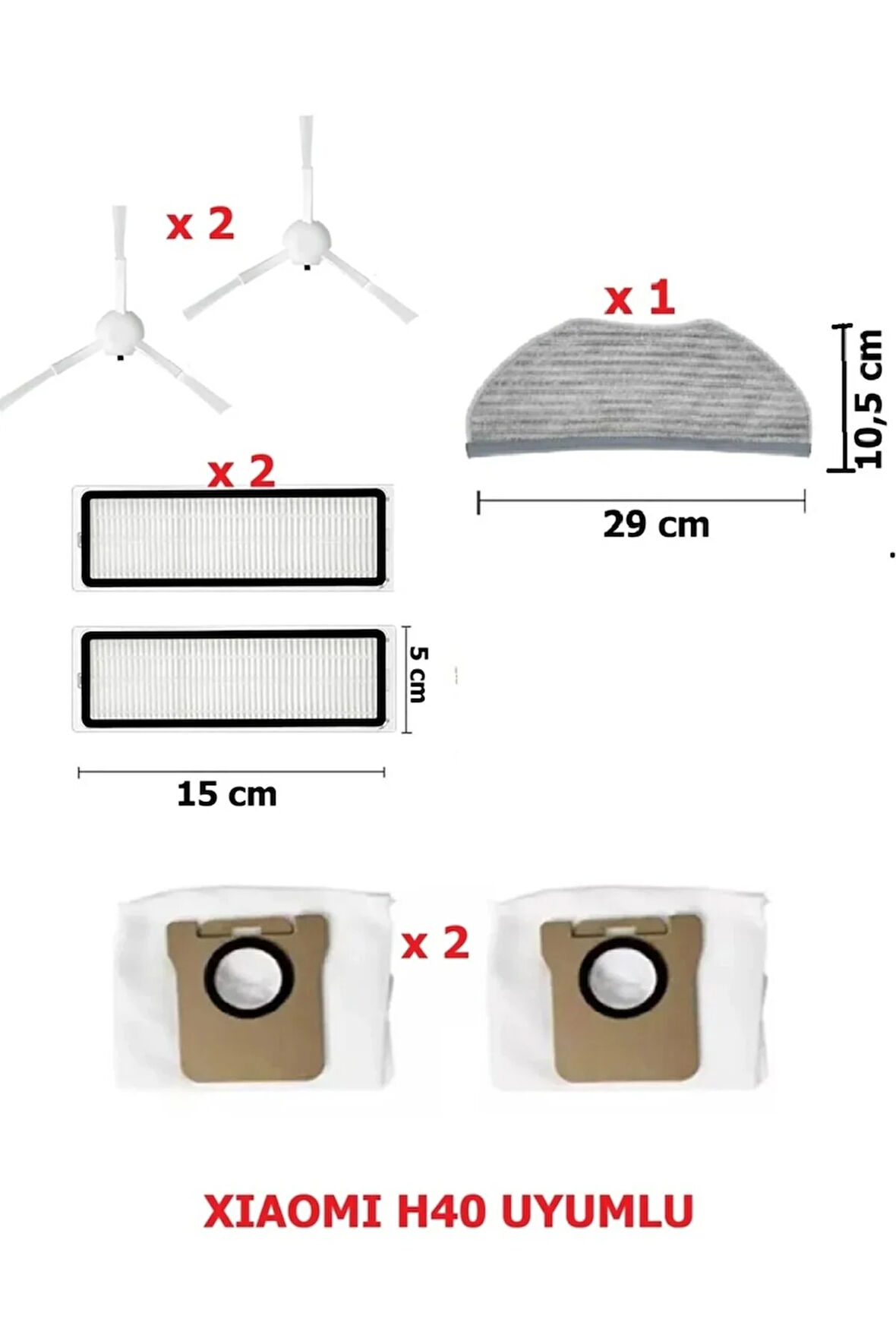 Xiaomi H40 Vacuum Uyumlu Yedek Parça Seti - filtre/toz torbası/fırça