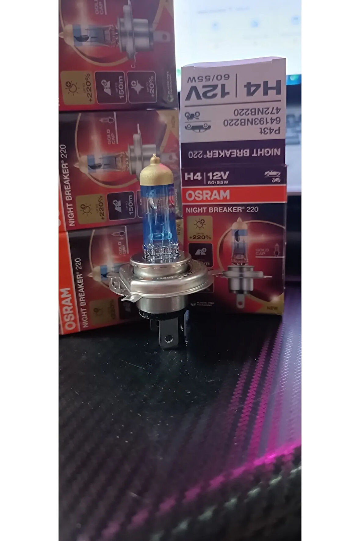 H4 NightBreaker PERFORMANS AMPUL12V +%220Fazla Işık%20BEYAZ IŞIK 150MT MESAFE OSRA M 1ADET