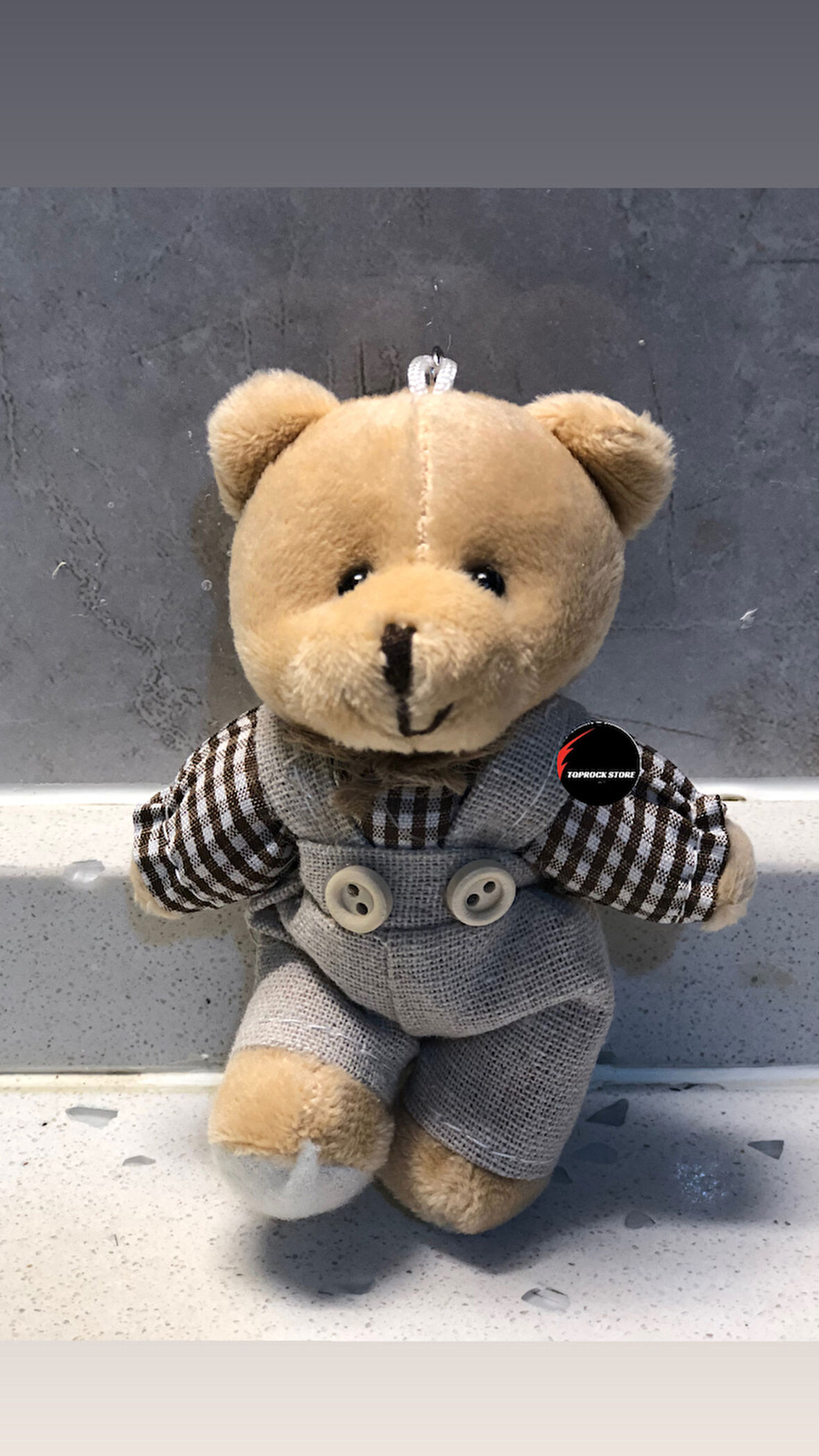Sevimli Elbiseli Tulumlu Ayıcık Peluş Oyuncak Anahtarlık Uyku Arkadaşı Hediyelik 12 CM