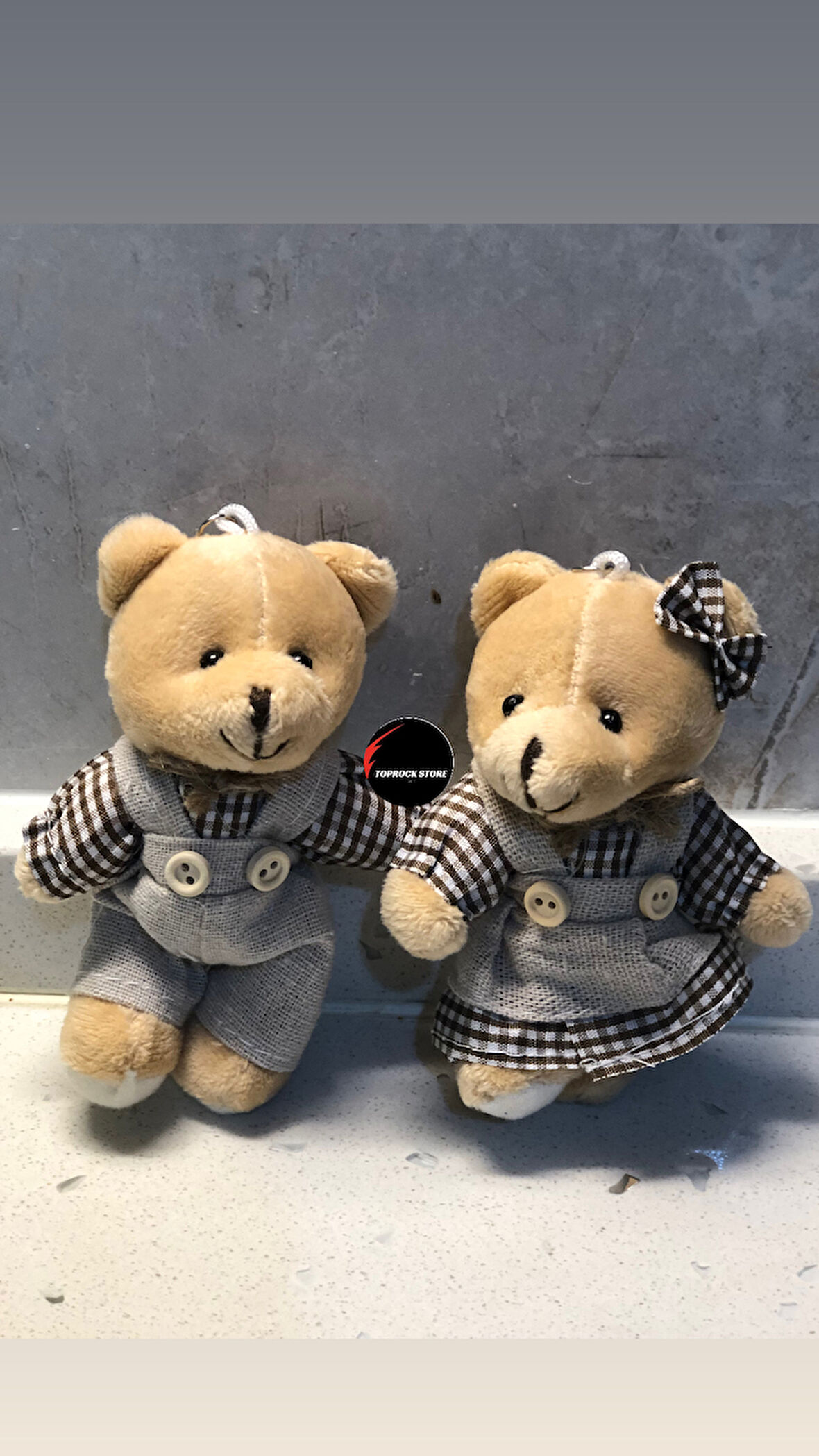 Sevimli Elbiseli Tulumlu Ayıcık Peluş Oyuncak Anahtarlık Uyku Arkadaşı Hediyelik 12 CM Sevgiliye Eşe