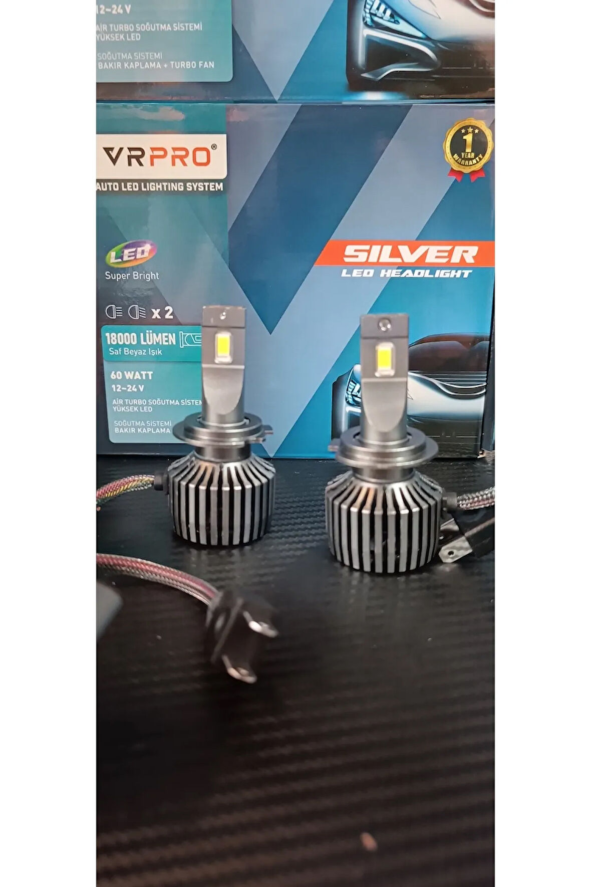 H7 VRPRO SİLVER 6000K-6500K XENON SAF BEYAZ IŞIK LED XENON 18000LÜMEN 60W GARANTİLİ ÜRÜN 12-24V