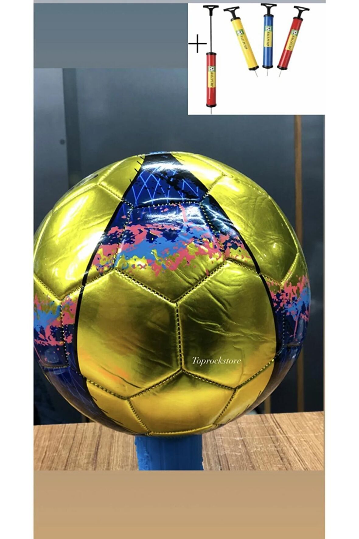 Parlak Dikişli Futbol Topu 5 Numara + Şişirme Pompası