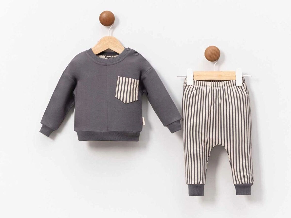Çizgili Erkek Bebek İkili Takım