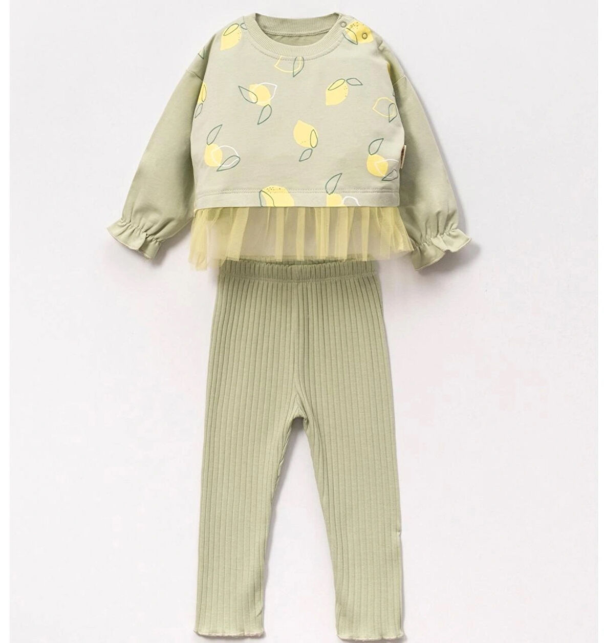 Limon Desenli Tütü Etekli Kız Bebek İkili Takım