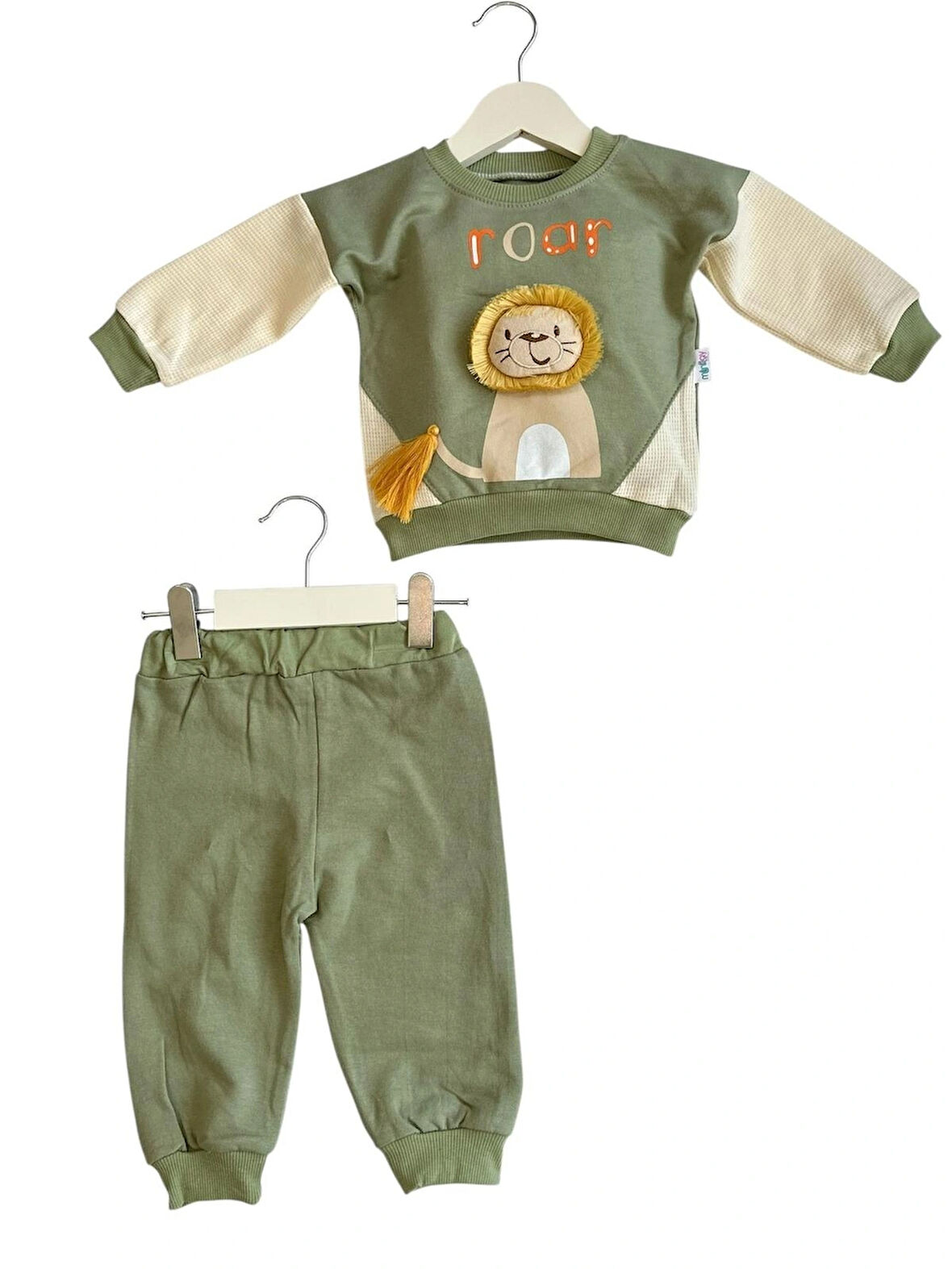 Yeleli Aslan Nakışlı Erkek Bebek Yeşil Takım