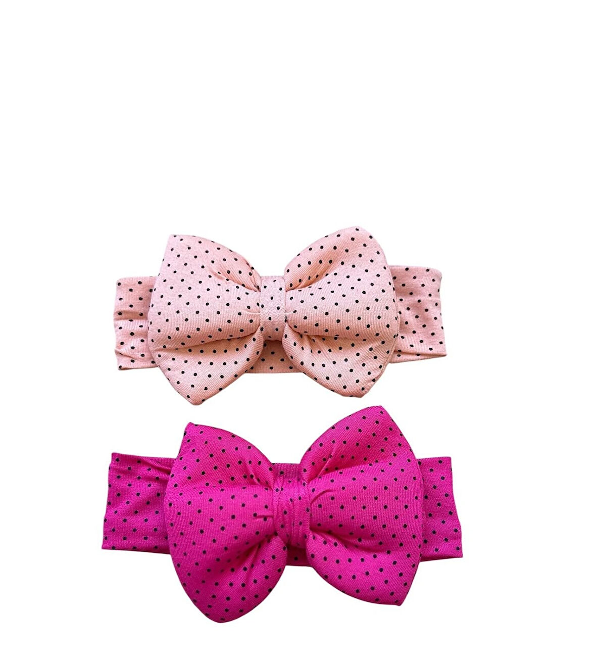 2'li Kız Bebek Puantiyeli Fiyonklu Saç Bandanası