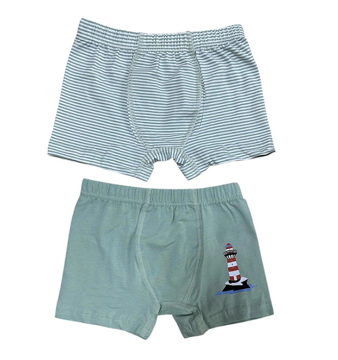 Mint Pamuklu Erkek Çocuk 2'li Boxer Seti
