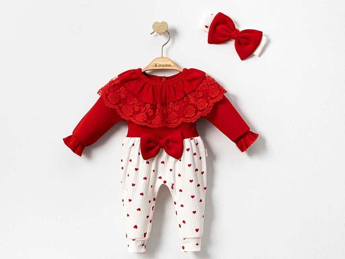 Helena Bandanalı Dantel Yakalı Kız Bebek Tulumu