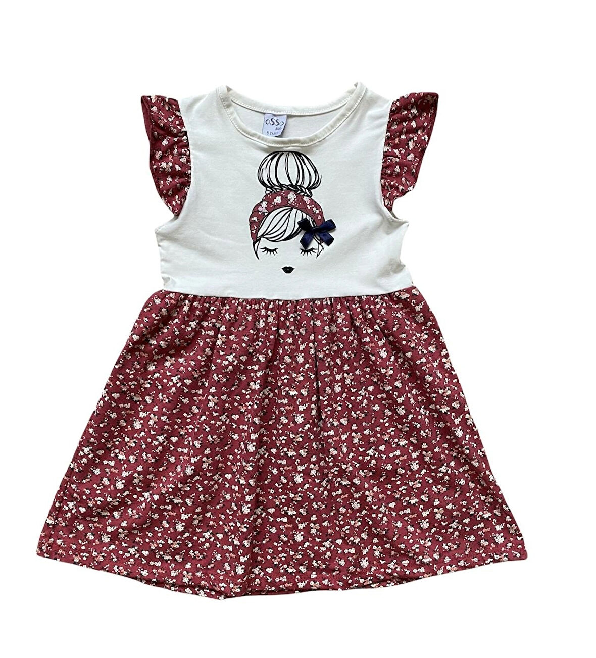 Küçük Çiçekli Yazlık Penye Kız Çocuk Elbisesi