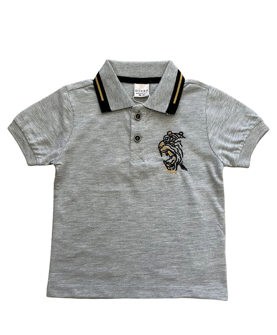 Aslan Nakışlı Kısa Kollu Erkek Çocuk Lacos Tshirt