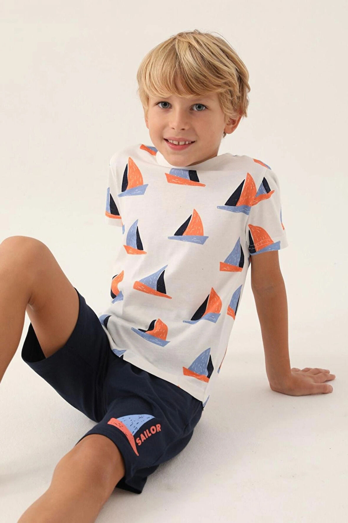 Yelkenli Erkek Çocuk Bermuda Takım - Lacivert