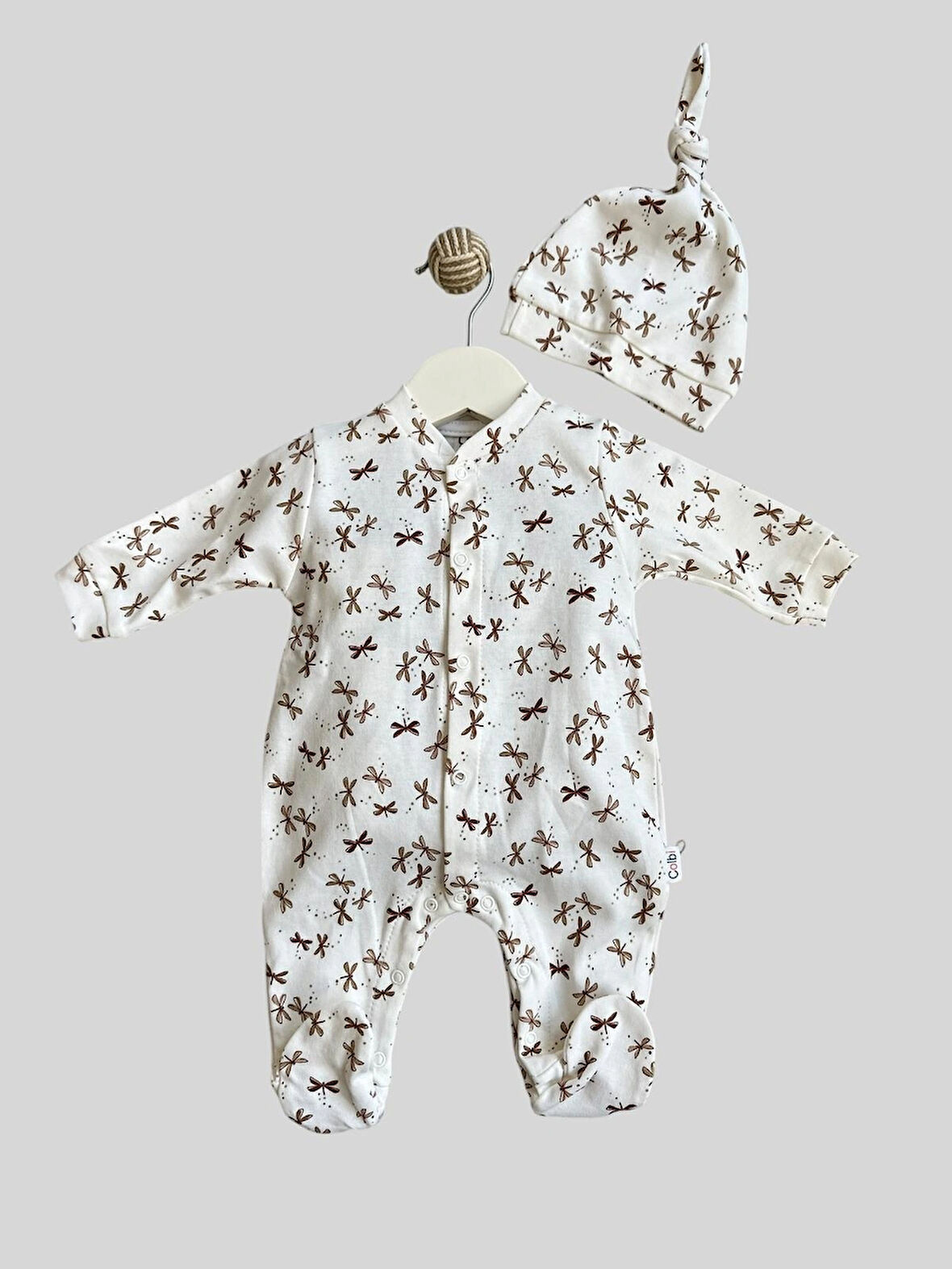 Yusufçuk Desenli Önden Çıtcıtlı Şapkalı Tulum Seti