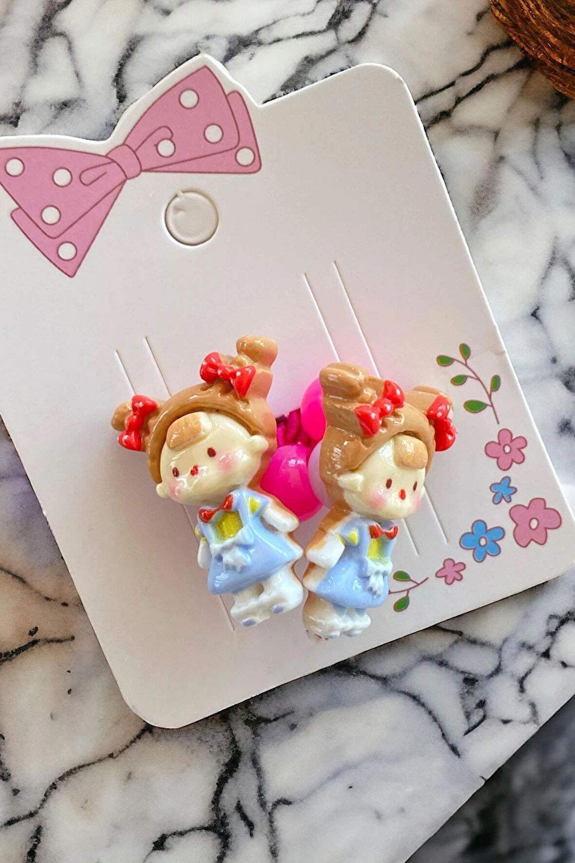 Koyu Pembe Renk 2'li Çocuk Detaylı Lastik Toka