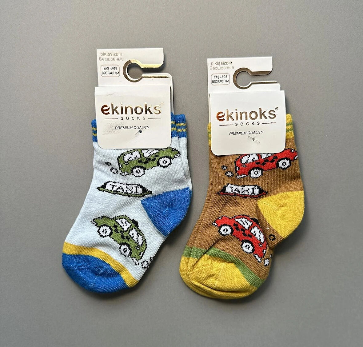 Araba Desenli Erkek Bebek 2'li Soket Çorap