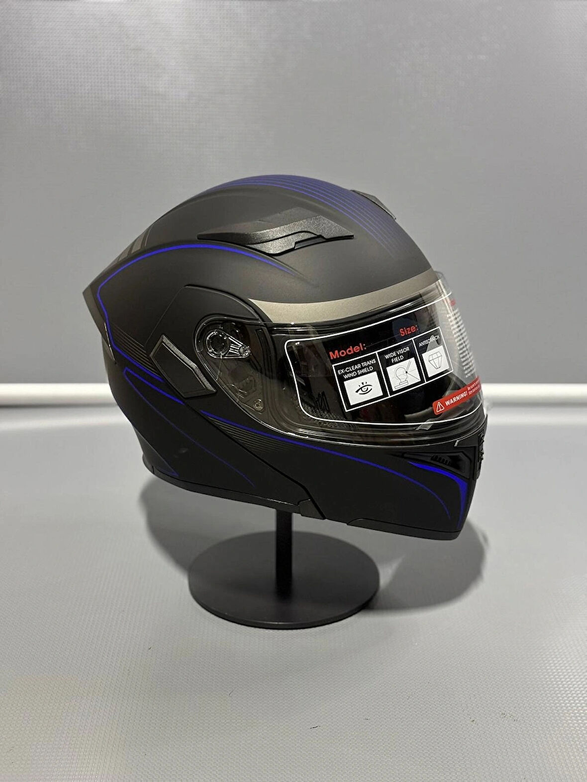  Jk-902 Güneş Vizörlü Çene Açılır Kask H8 BLUE