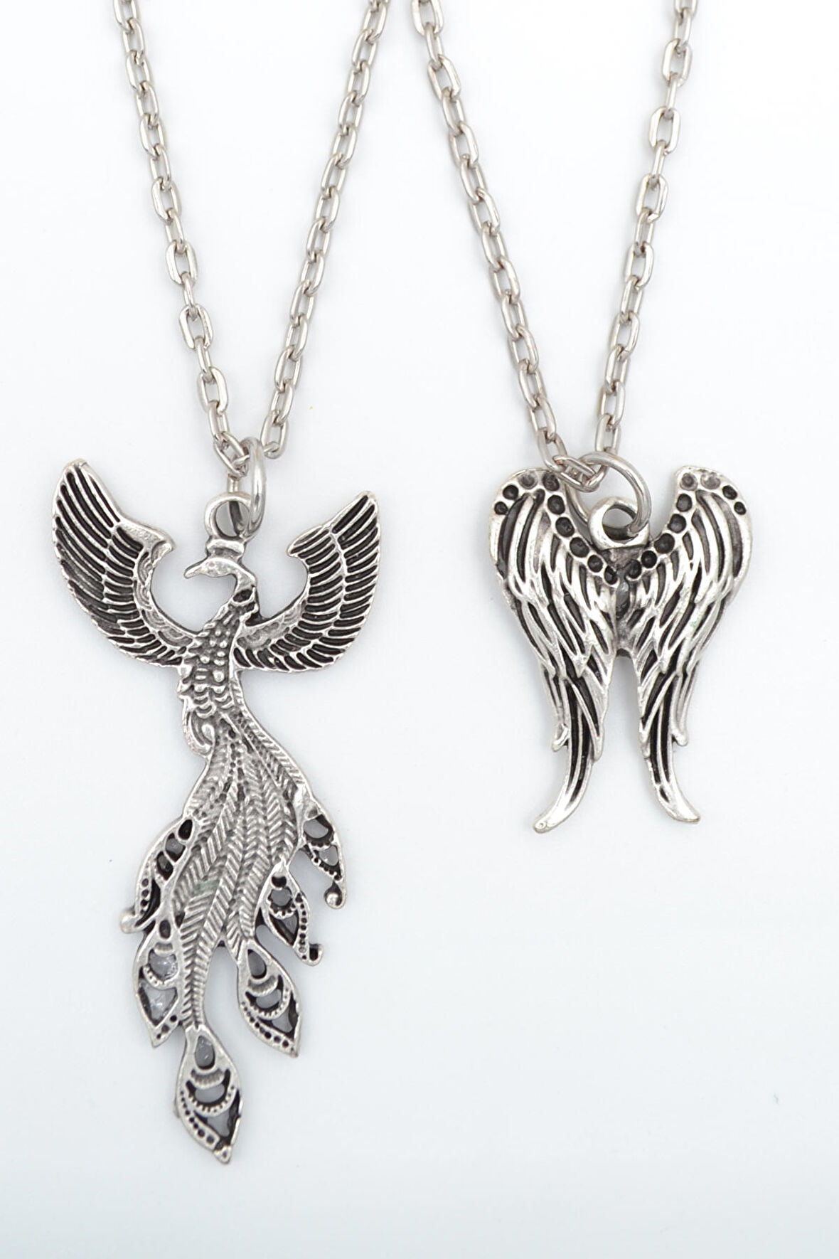 2'li Zümrüdüanka - Melek Kanat Kolye Seti