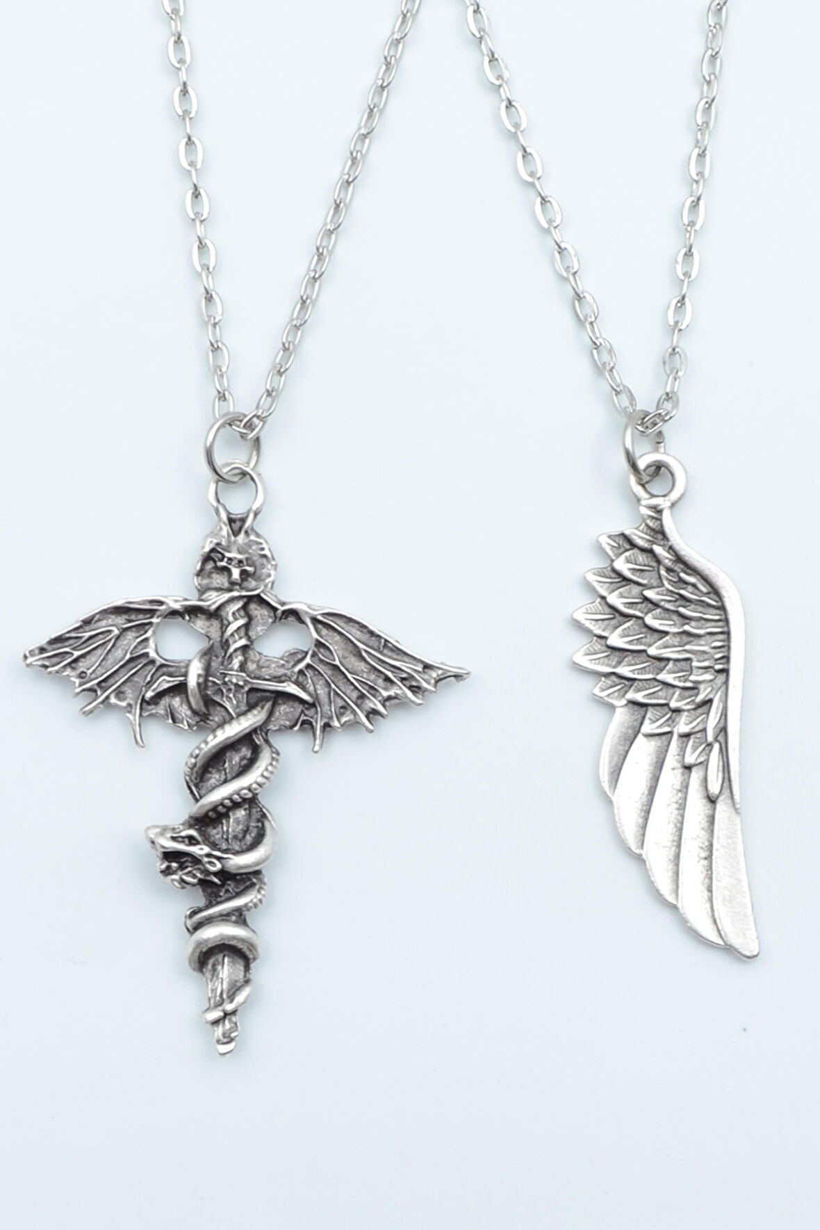 2'li Kılıç Yarasa Yılan Büyük Kanat Kolye Seti