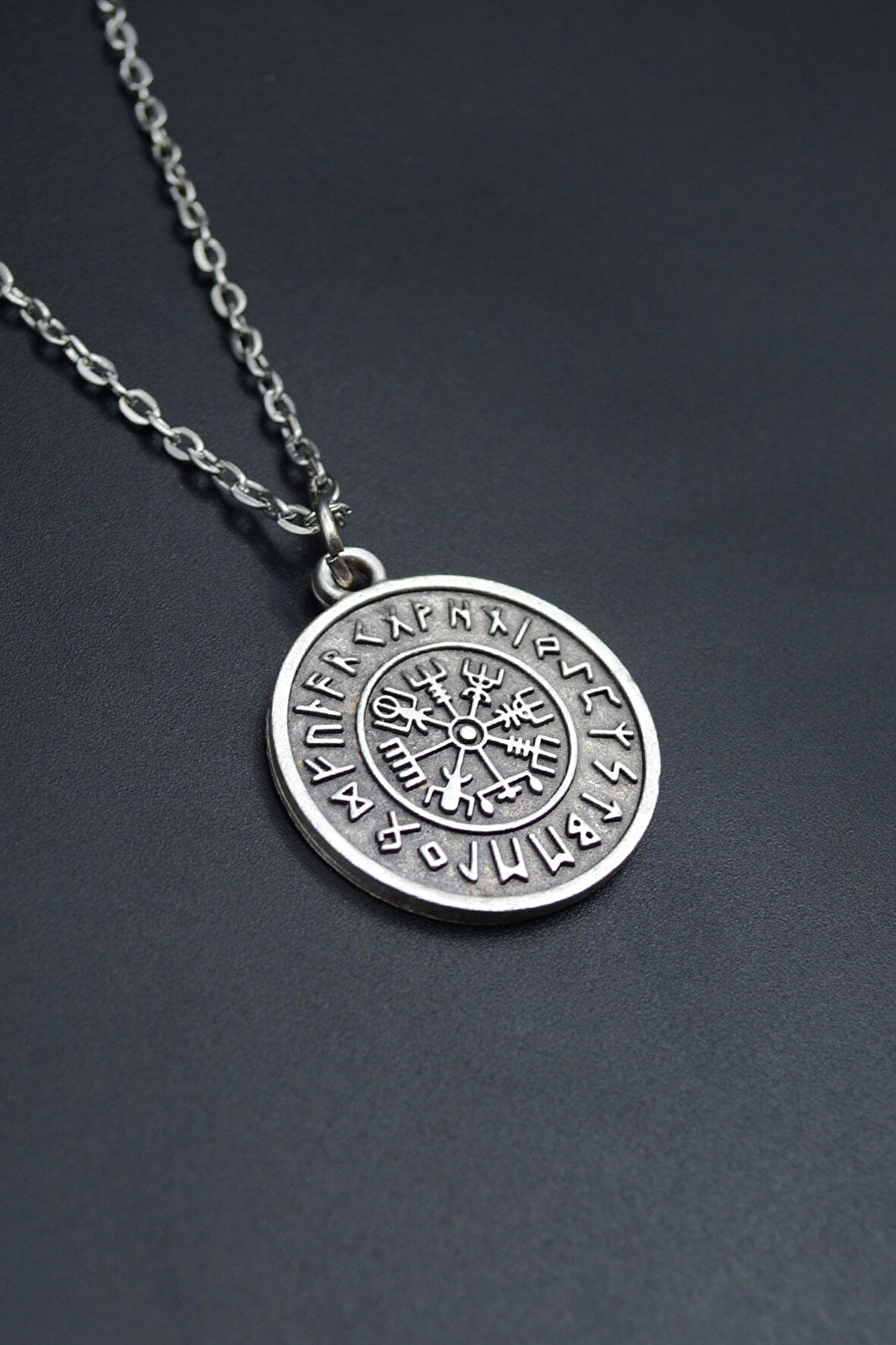 Vegvisir Viking Pusula Düz Zincir Kolye
