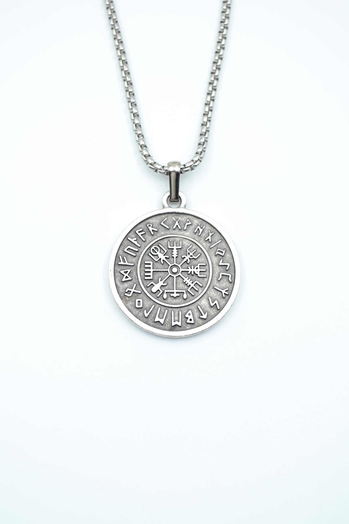 Vegvisir Viking Pusula Kolye Deri İp