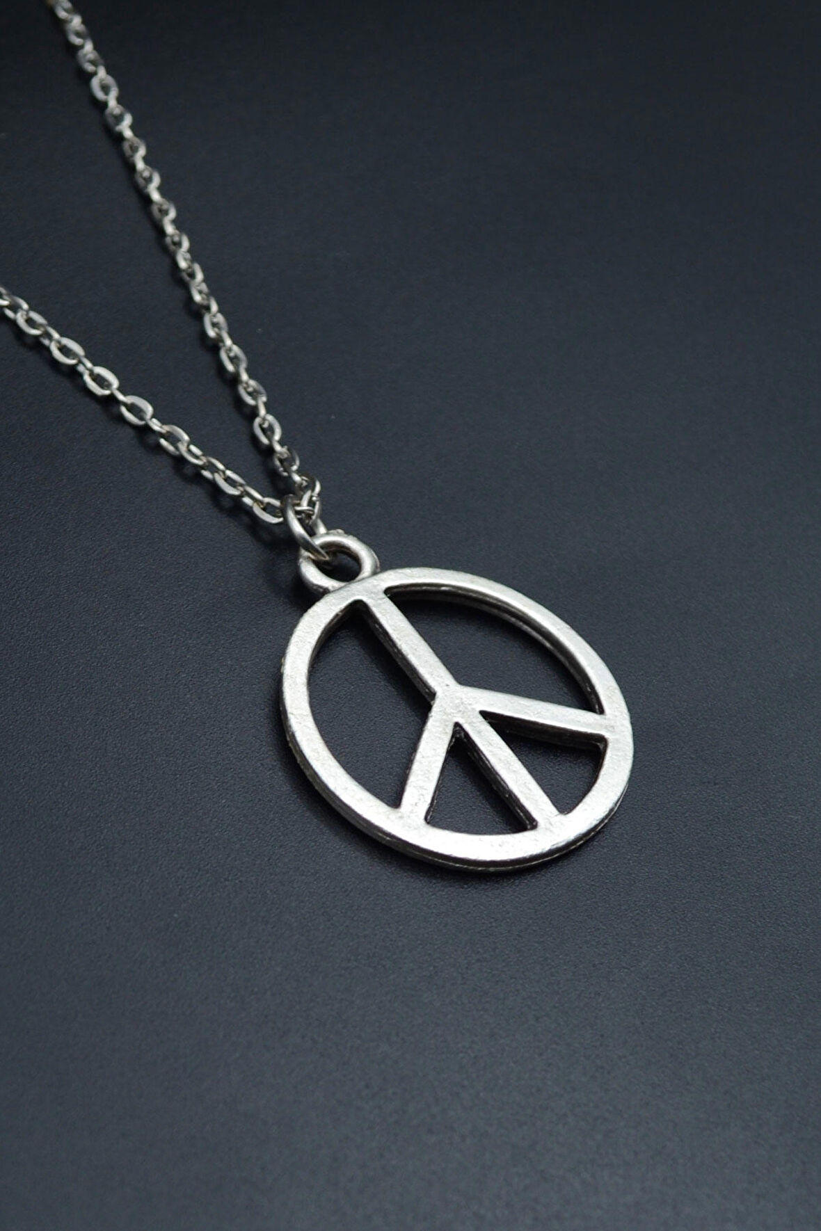Peace Barış İşareti Düz Zincir Kolye