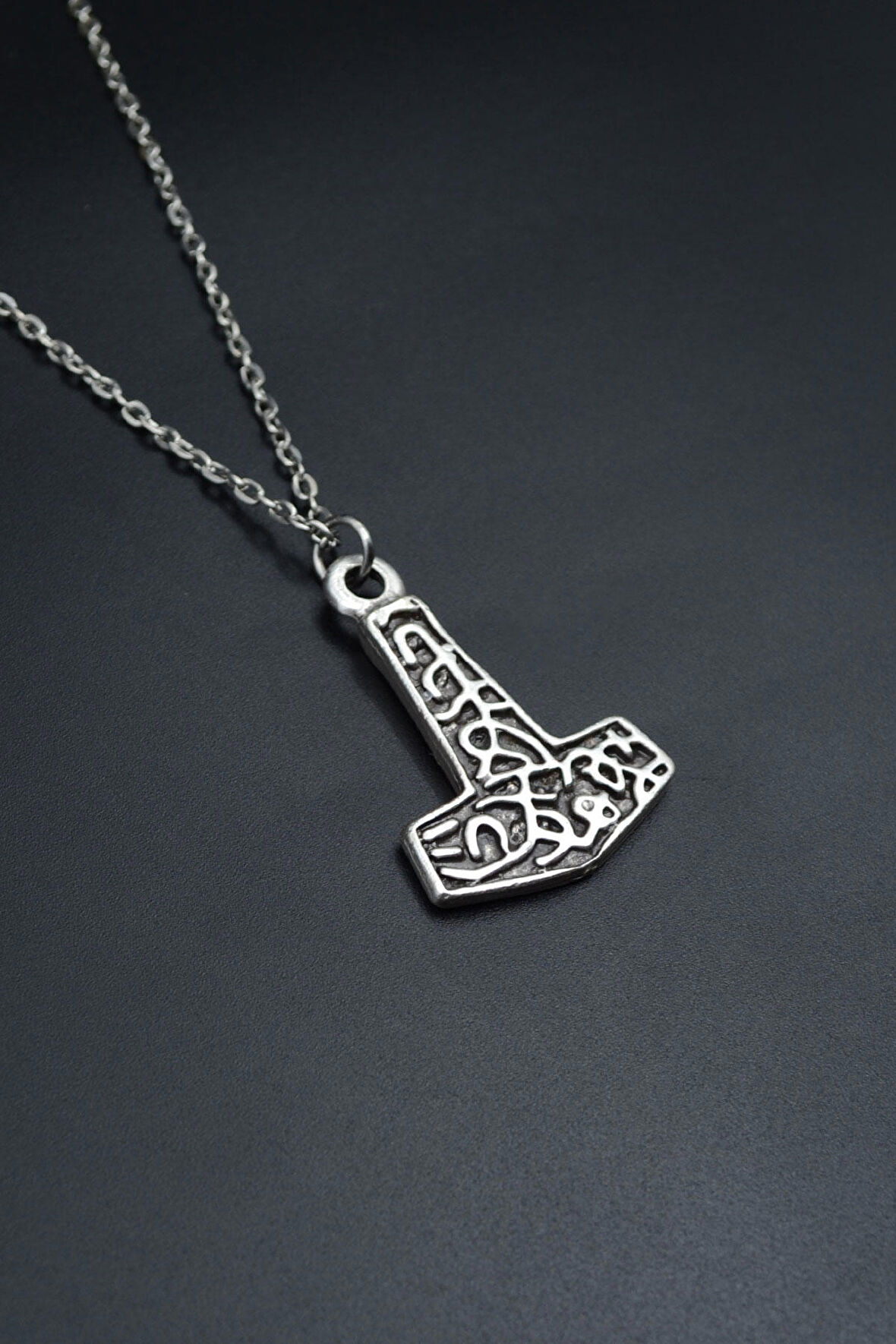 Thor Mjollnir Hammer Düz Zincir Kolye