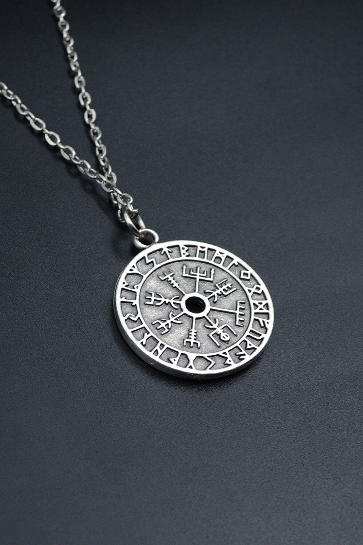 Vegvisir Pusula - Viking Sembol Düz Zincir Kolye