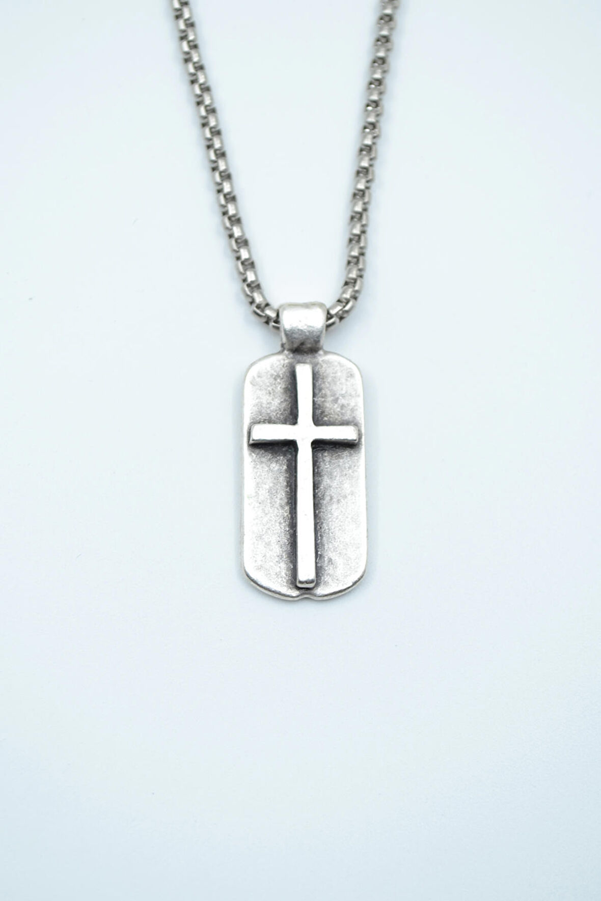 Haç Künye Örme Zincir Kolye