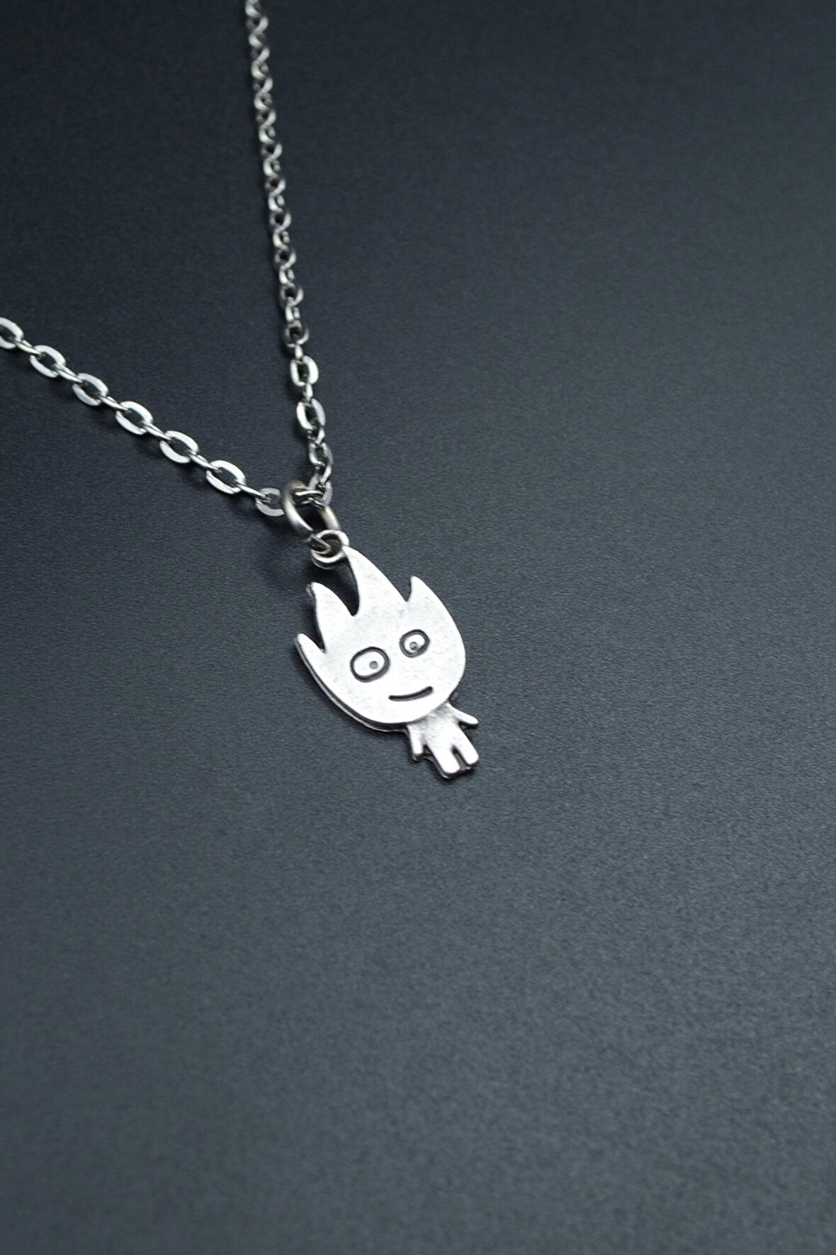 Minimal Ateş  Gümüş Kaplama Unisex Düz Zincir Kolye kod 929