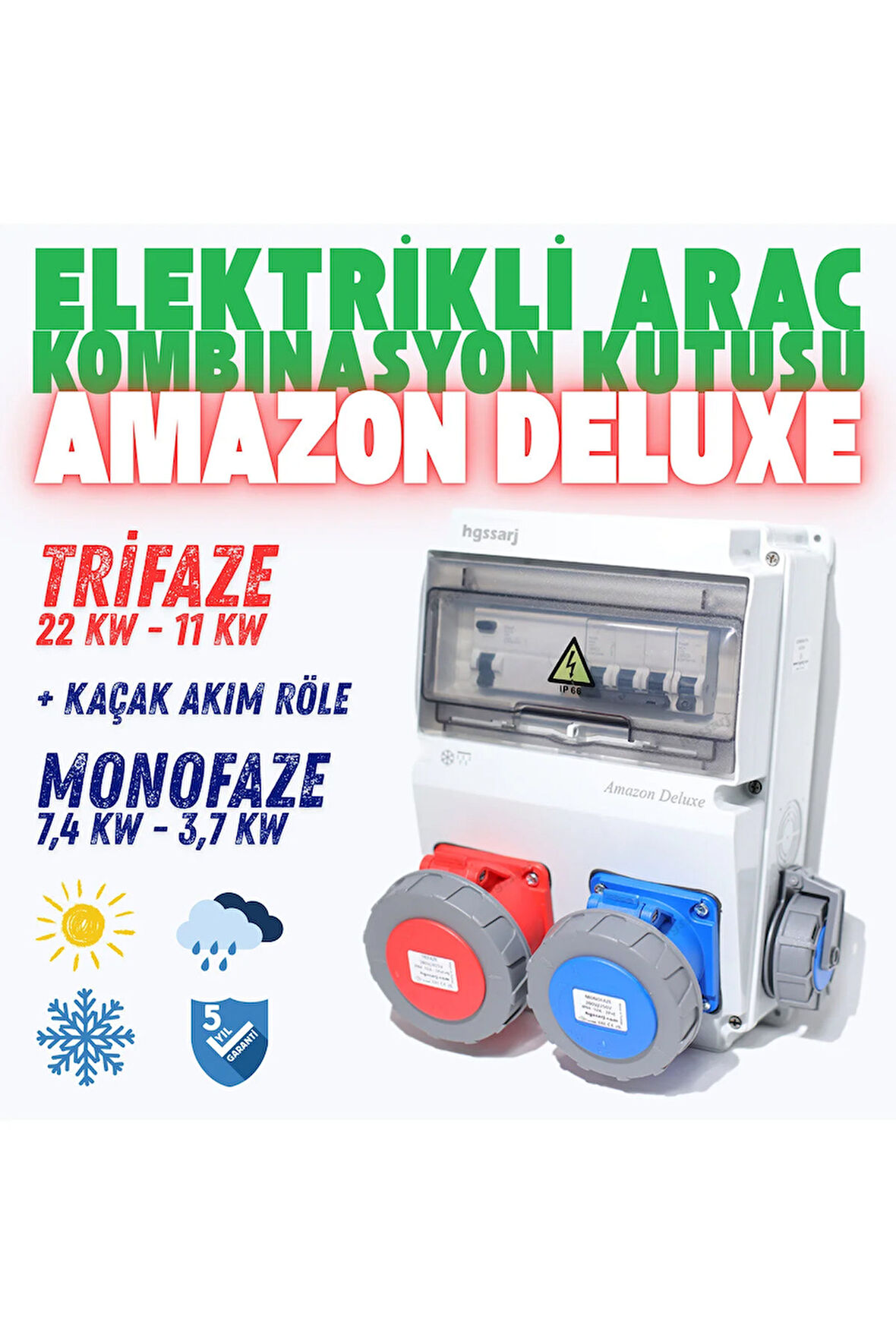 Amazon ''DELUXE'' Elektrikli Araç Kombinasyon Kutusu, Tesla Blue Adaptöre Uyumlu V i k o / P a n a s o n i c