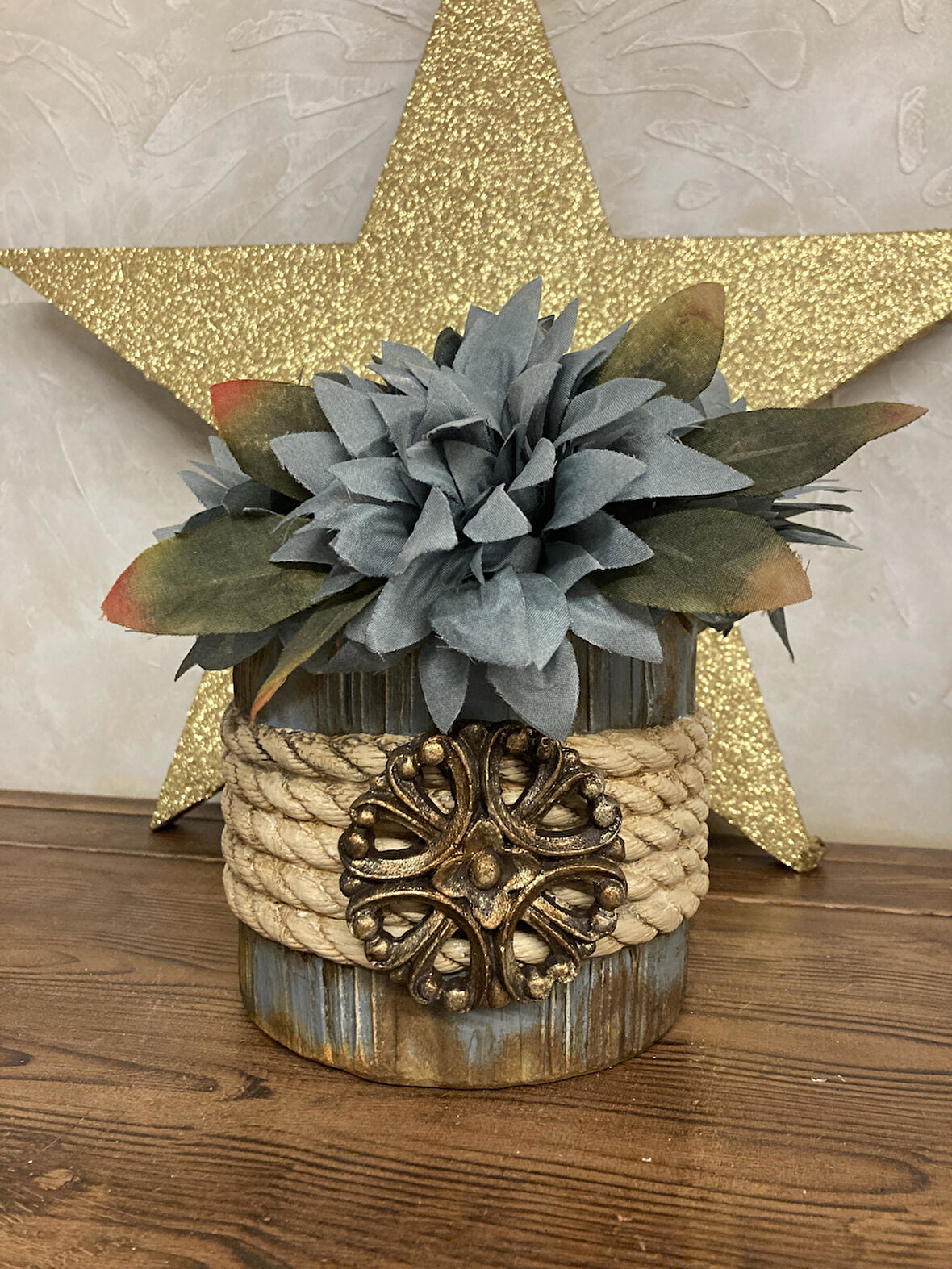 Bohem Tarzı Halatlı Saksı Vazo - Balkon Bahçe İçin Dekoratif Çözüm