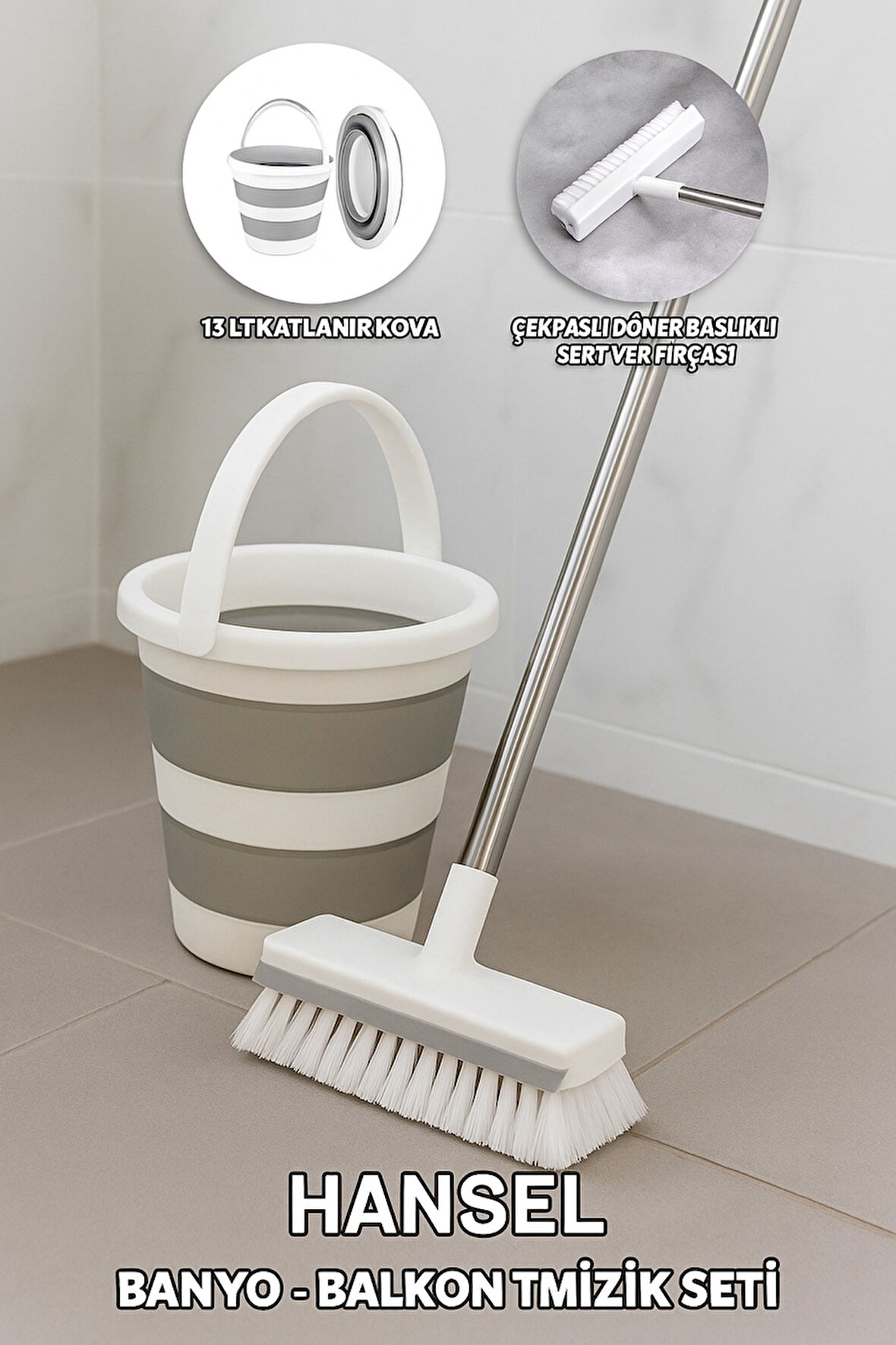 TEMİZLİK SETİ KOVALI BANYO-BALKON KATLANIR KOVA 13LT