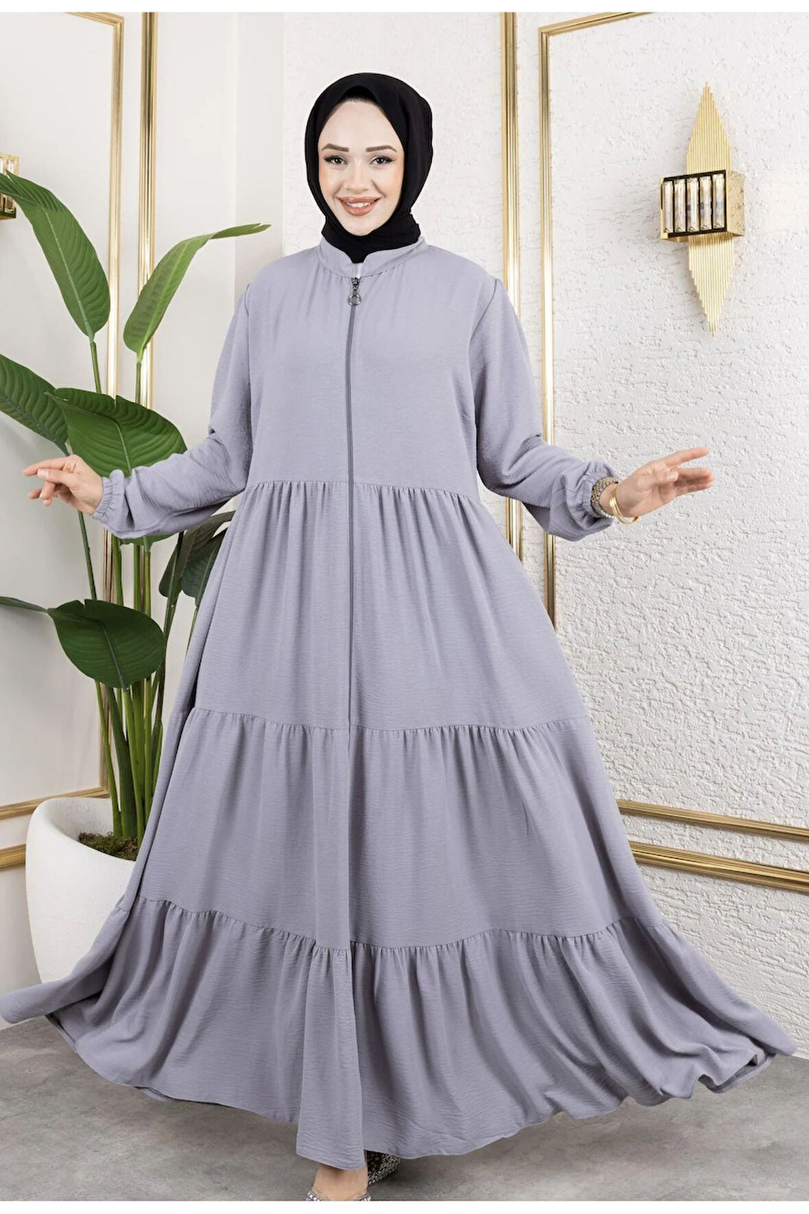 Kadın Fermuarlı Cepli Ayrobin Ferace